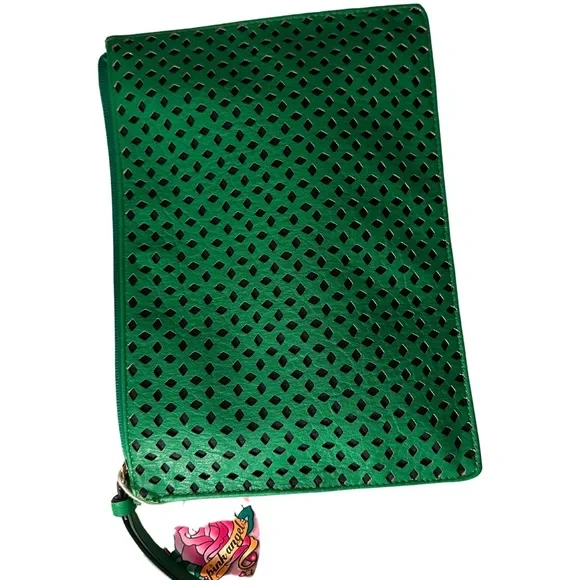 The Limited, Emerald Green, Gold accent Clutch, Faux Leather. - Picture 4 of 7